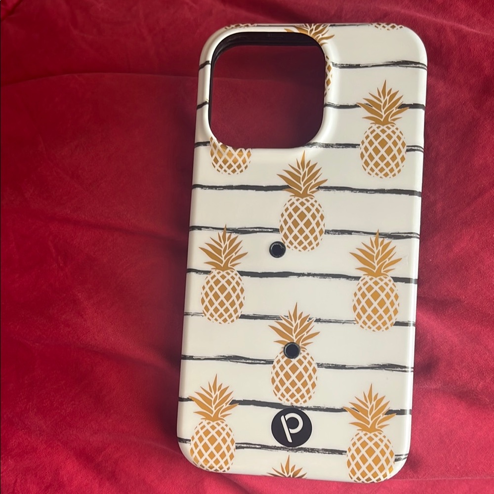 Loopy Pineapple Pattern Phone Case  iPhone 13 Pro White and Gold